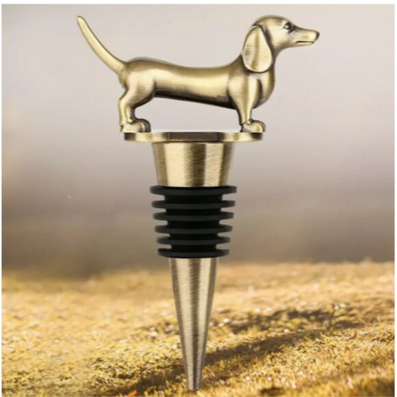 Dachshund Bottle Stopper in Aged Silver, Bronze, & Gold - Picture 4 of 5